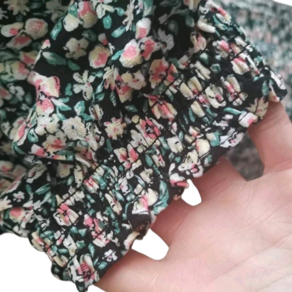 FREE PEOPLE Debbie-Jean Floral Viscose Shirtdress Short Slvs Button Front NWT SM - Picture 5 of 14